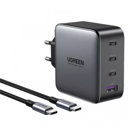СЗУ UGREEN CD226 USB-A+3*USB-C 100W GaN, черный